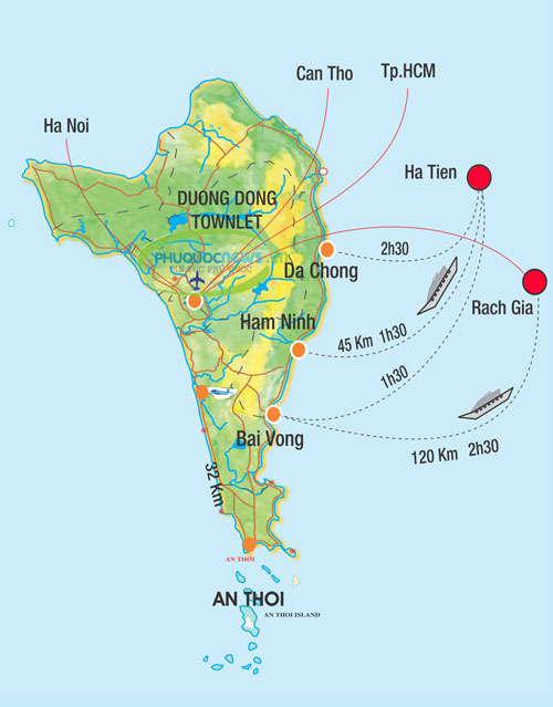 Bản đồ giao thông Phú Quốc cập nhật mới nhất 2014